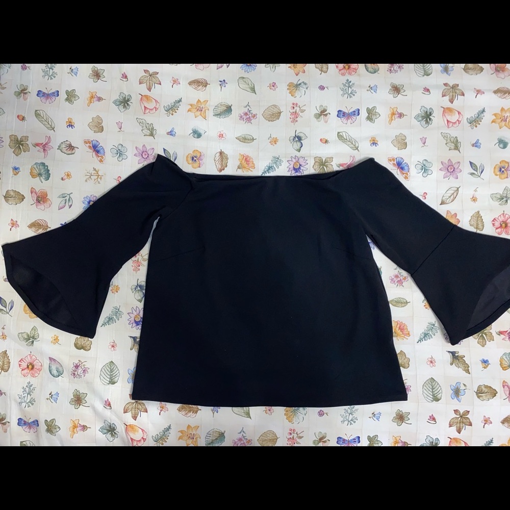 H&M Black Over the Shoulder Top with Bell Sleeves - Picture 6 of 6